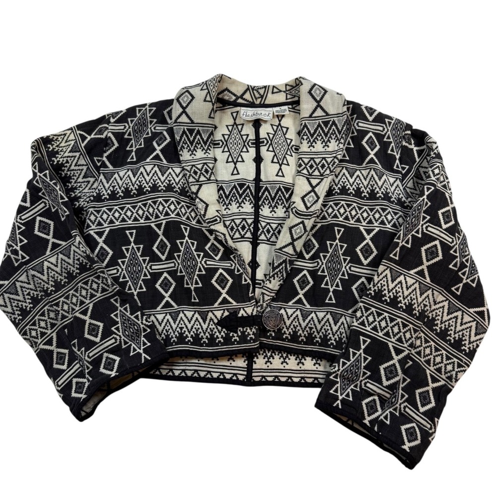 Flashback Southwestern Geometric Cropped Jacket‎ Women M Multicolor